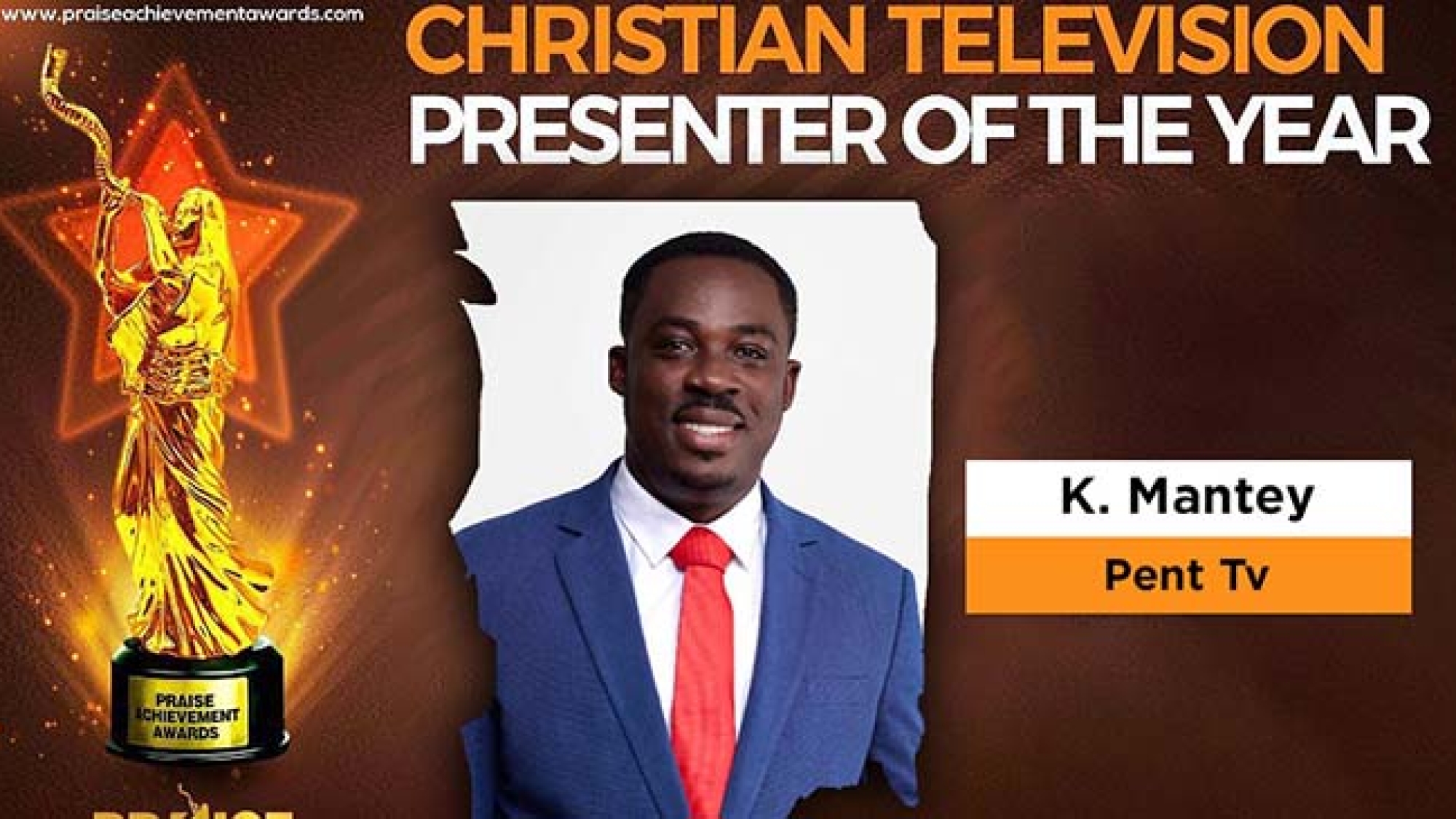 Pent TV's Kwabena Mantey Wins Best Presenter Awardse