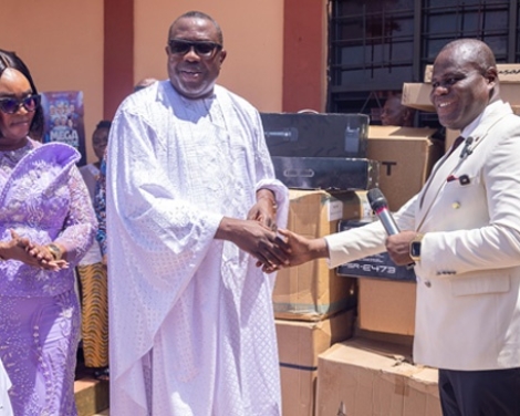 Elder Dr Ofosu Ampofo Donates Musical Equipment To Akyem Adukrom Assembly web